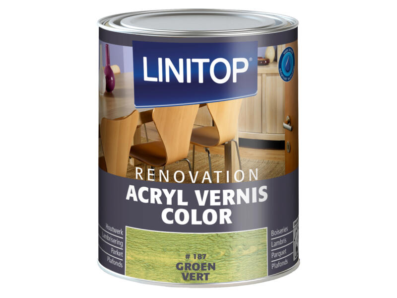 Linitop Renovation vernis acryl zijdeglans 0,75l groen #187