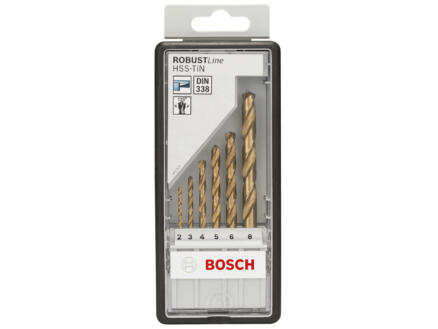 Bosch Professional Robust Line foret à métaux HSS-TiN 2-8 mm set de 6