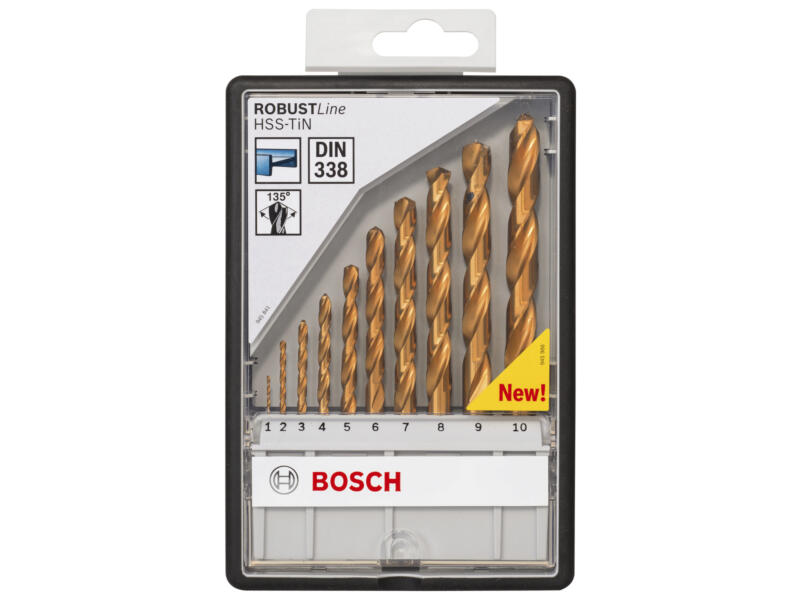 Bosch Professional Robust Line forets à métaux HSS-TiN 1-10 mm set de 10 