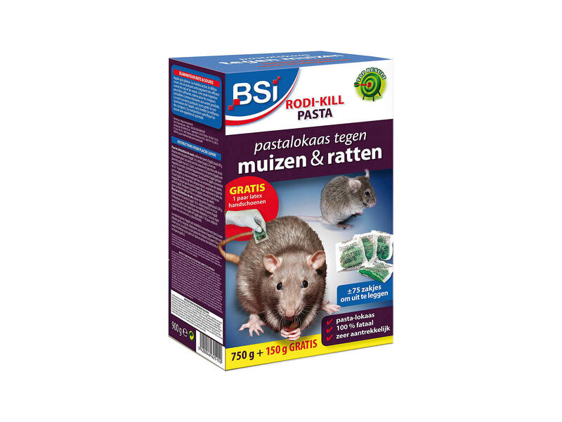 Anti Rodi BSI Rodi-Kill pâte anti-rats & anti-souris 750g + 20% gratuit | Hubo