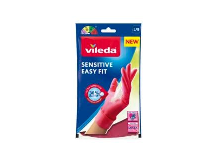 Vileda Sensitive Easy Fit huishoudhandschoenen L nitril roze 1