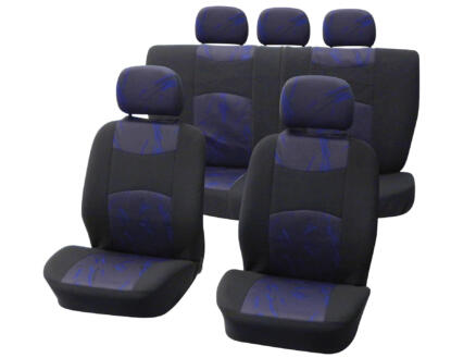 Set de couvre-sièges Classic 9 pièces noir et bleu 1