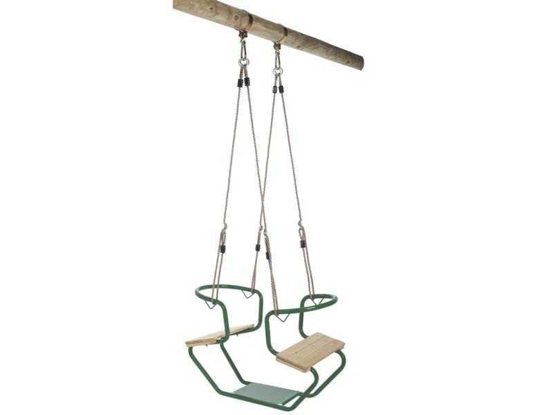 Siège balançoire double face à face métal/bois vert | Hubo