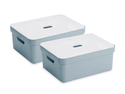 Sunware Sigma Home boîte de rangement 24l gris-bleu 2 pièces + couvercle 1
