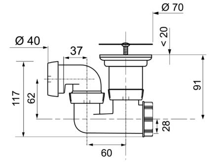 Wirquin Siphon douche avec sortie orientable D50 40mm