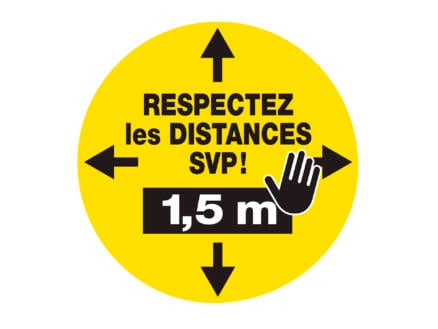Social Distance vloersticker respectez les distances svp! 1,5m 43cm 5 stuks 1