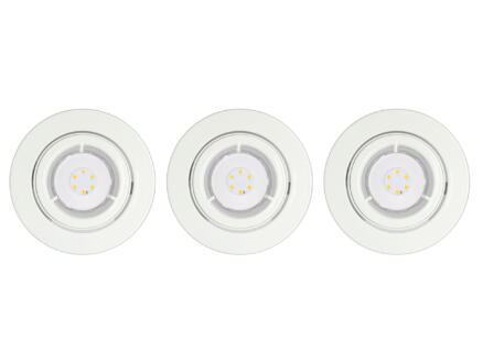 Spot LED encastrable rond 6,5W orientable blanc 3 pièces 1