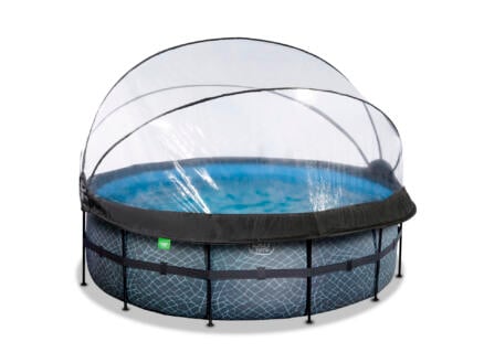 Exit Toys Stone piscine avec dôme 427x122 cm + pompe à chaleur 1