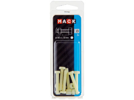 Mack Tapbout met moer nylon M5 30mm nylon 6 stuks 1