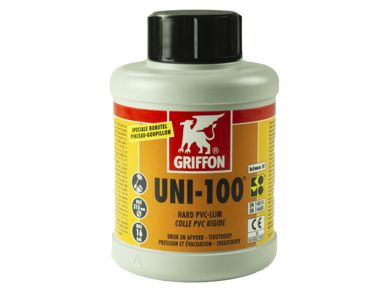 Bison Uni100 lijm voor harde PVC 250ml transparant + penseel