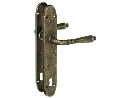 Yale Valerie BB110 deurklinkset op plaat 38mm rustiek messing 1