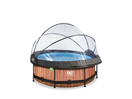Wood piscine 244x76 cm avec dôme + pompe filtrante 1
