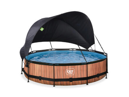 Wood piscine 360x76 cm + pompe filtrante + voile d'ombrage 1