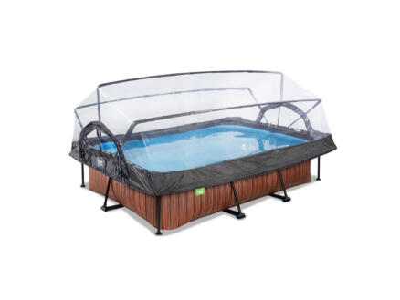 Wood piscine avec dôme 300x200x65 cm + pompe filtrante 1