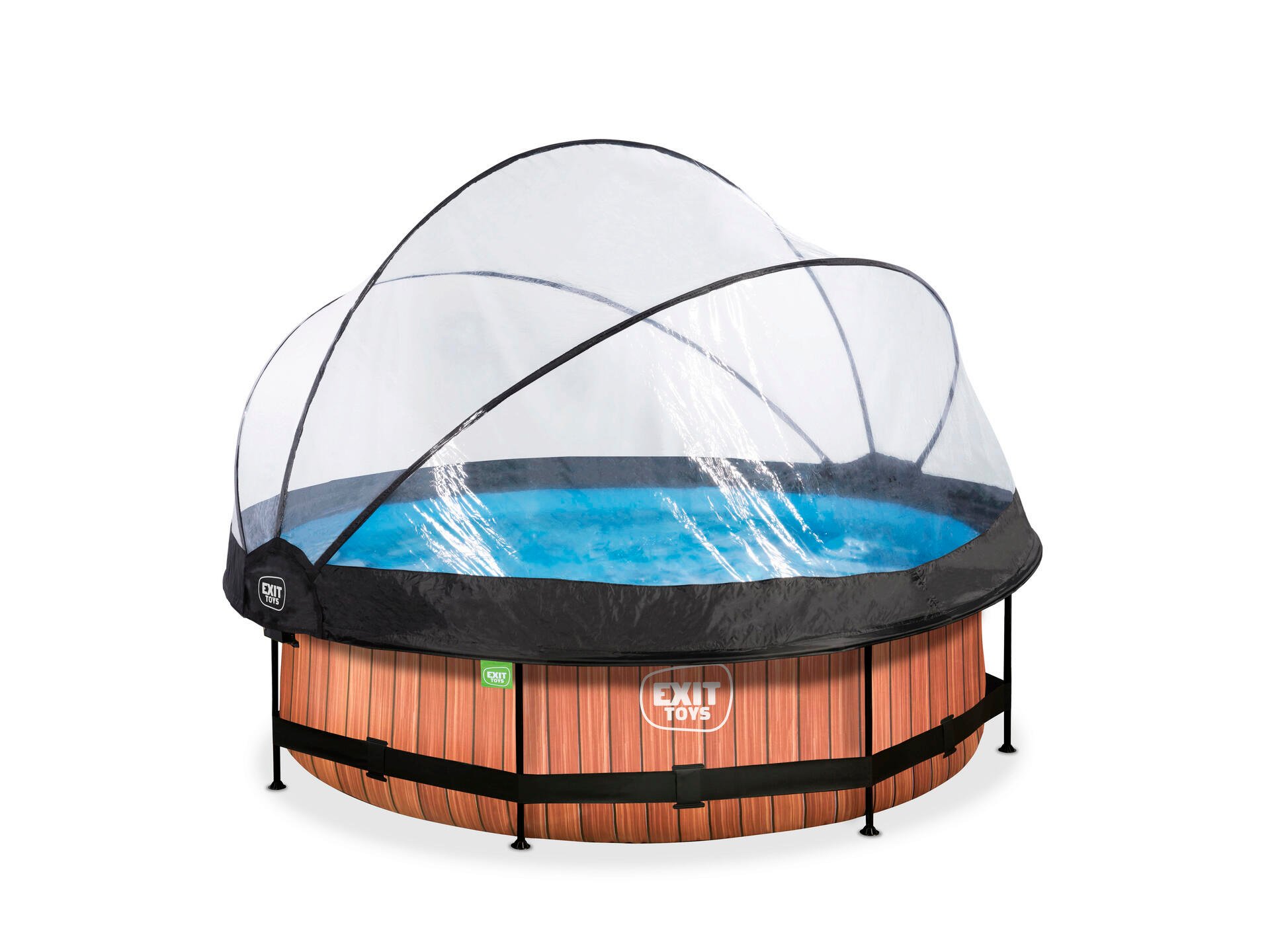 Exit Toys Wood piscine avec dôme 300x76 cm + pompe filtrante