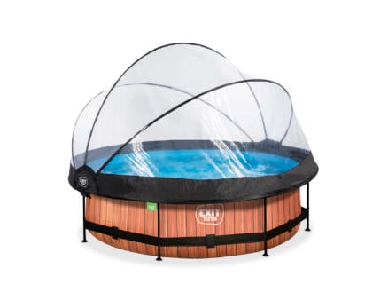 Wood piscine avec dôme 300x76 cm + pompe filtrante 1