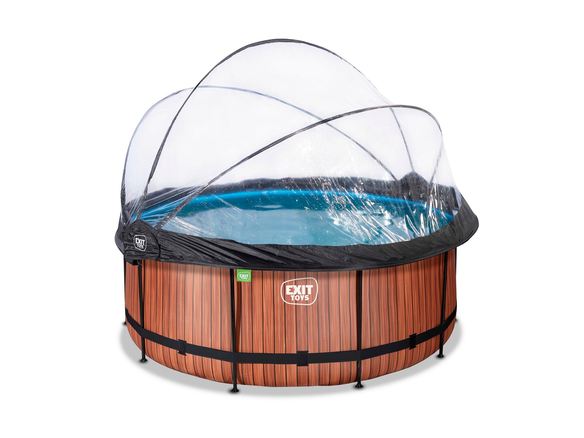 Exit Toys Wood piscine avec dôme 360x122 cm + pompe à chaleur