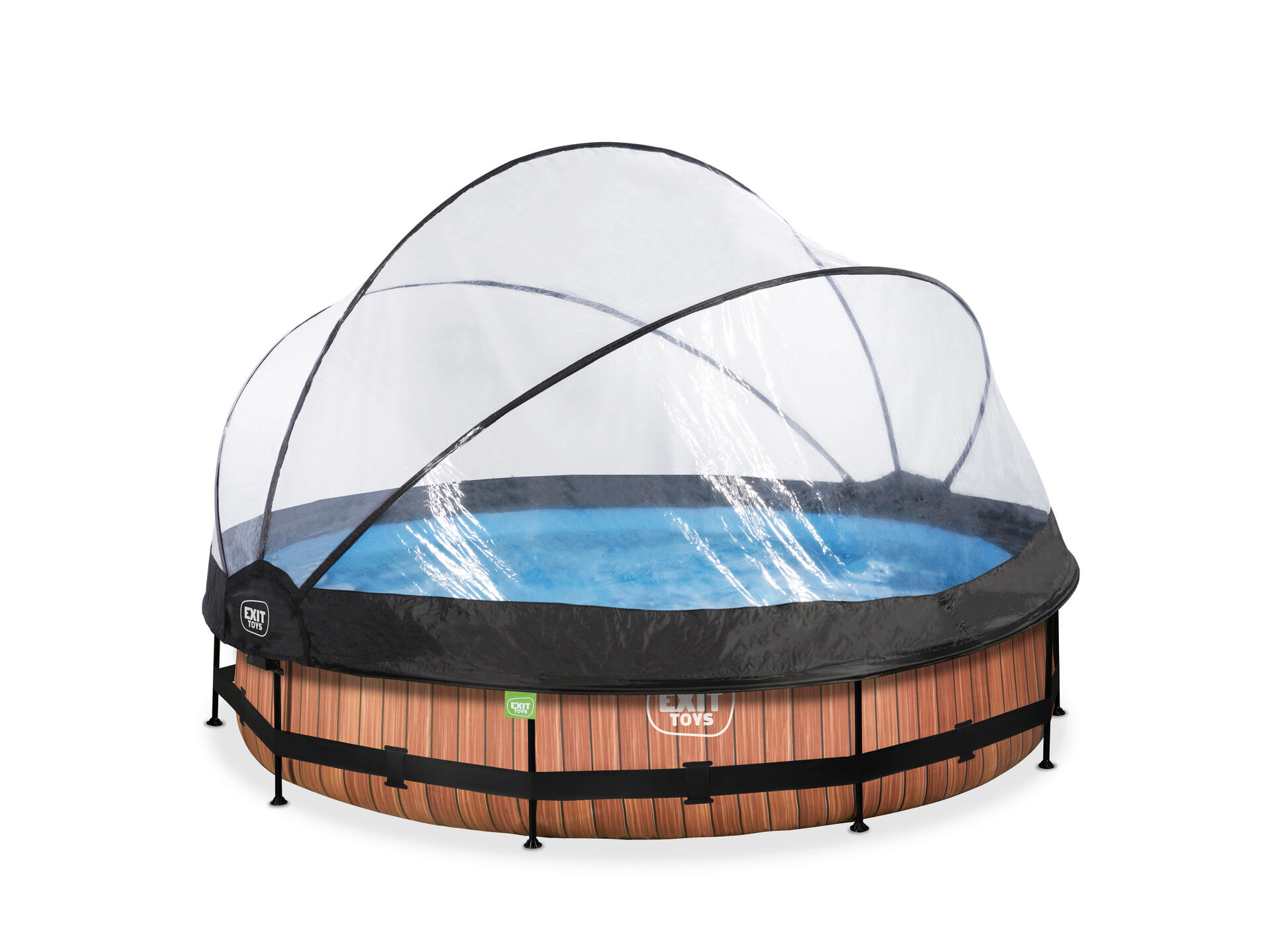 Exit Toys Wood piscine avec dôme 360x76 cm + pompe filtrante