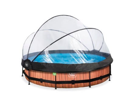 Wood piscine avec dôme 360x76 cm + pompe filtrante 1