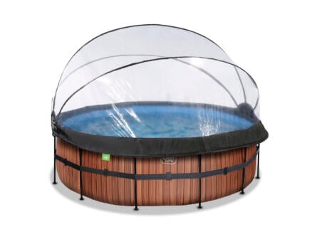 Exit Toys Wood piscine avec dôme 427x122cm + pompe à chaleur 1