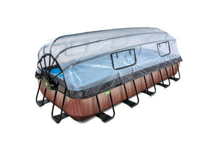 Wood piscine avec dôme 540x250x100 cm + pompe filtrante à sable + pompe à chaleur 1
