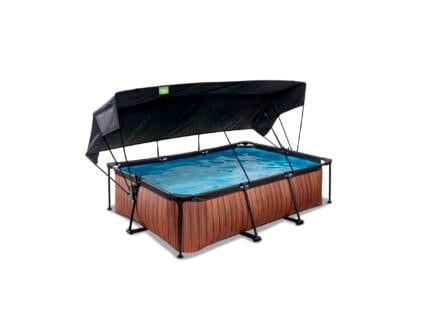 Wood zwembad 220x150x65 cm + filterpomp + schaduwdoek 1