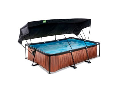 Wood zwembad 300x200x65 cm + filterpomp + schaduwdoek 1
