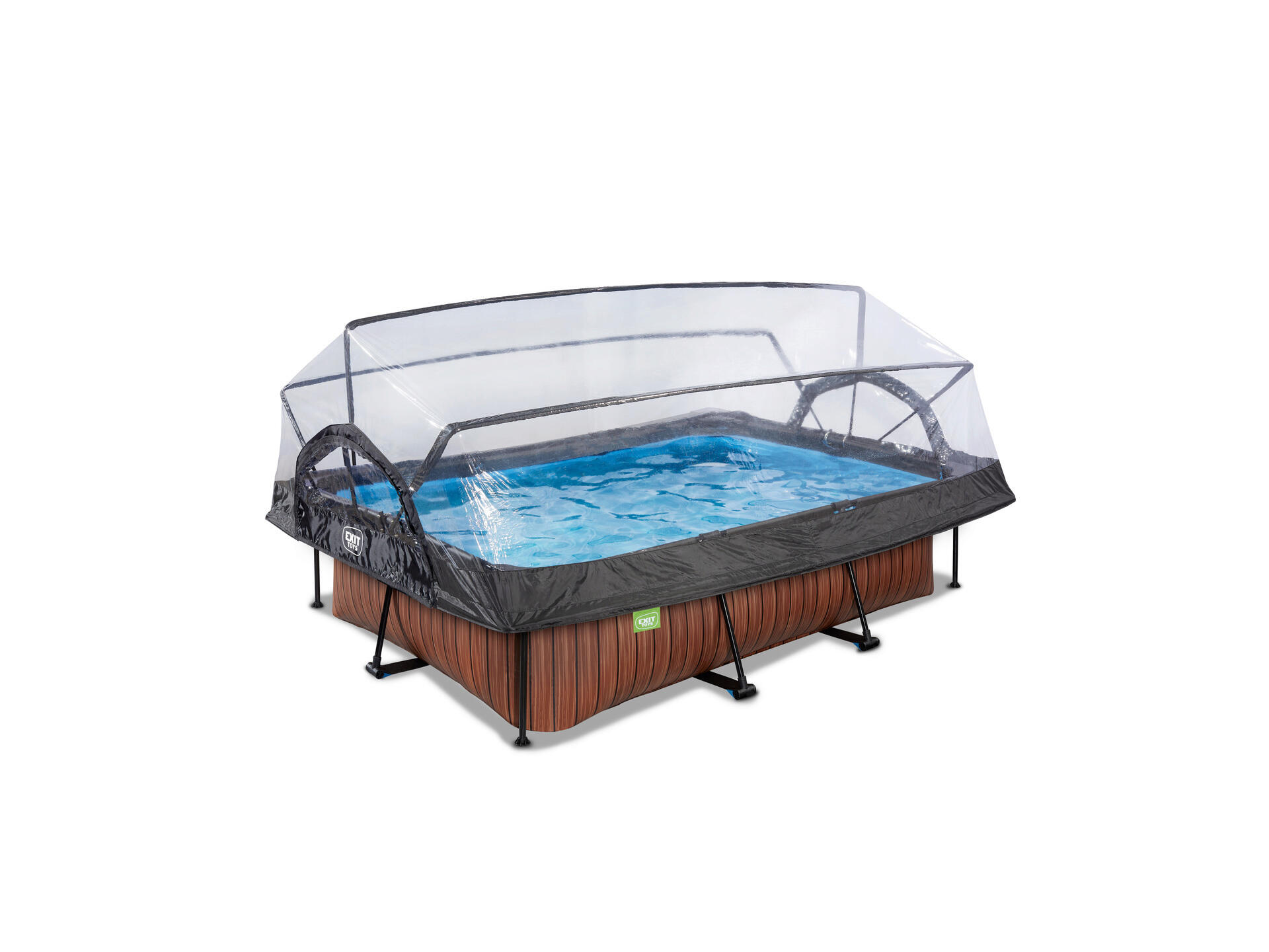 Exit Toys Wood zwembad met overkapping 220x150x65 cm + filterpomp