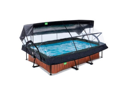 Wood zwembad met overkapping 300x200x65 cm + filterpomp + schaduwdoek 1