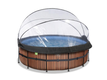 Wood zwembad met overkapping 427x122cm + zandfilterpomp + warmtepomp 1