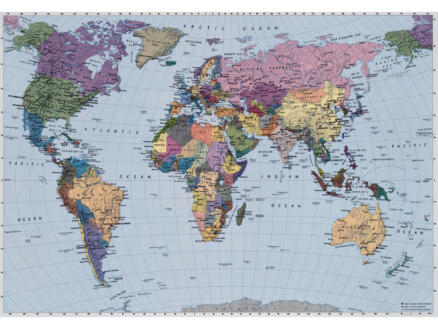 Komar World Map fotobehang 4 stroken 1