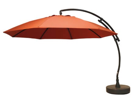XL parasol déporté 3,75m 305cm olefin terracotta + pied 1
