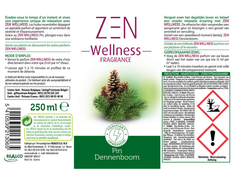 Zen Spa Zen Wellness parfum pour spa 250ml pin