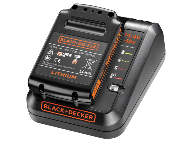Black+Decker batterie 18V Li-Ion 1,5Ah + chargeur 18V 1Ah