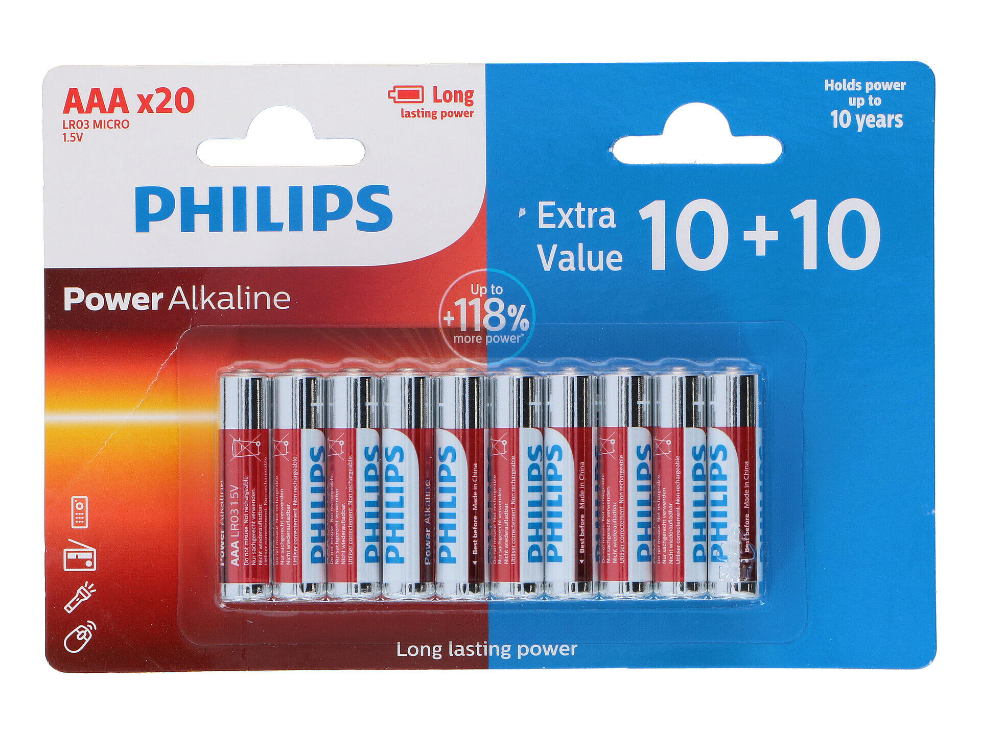 Philips batterij LR03/AAA 20 stuks