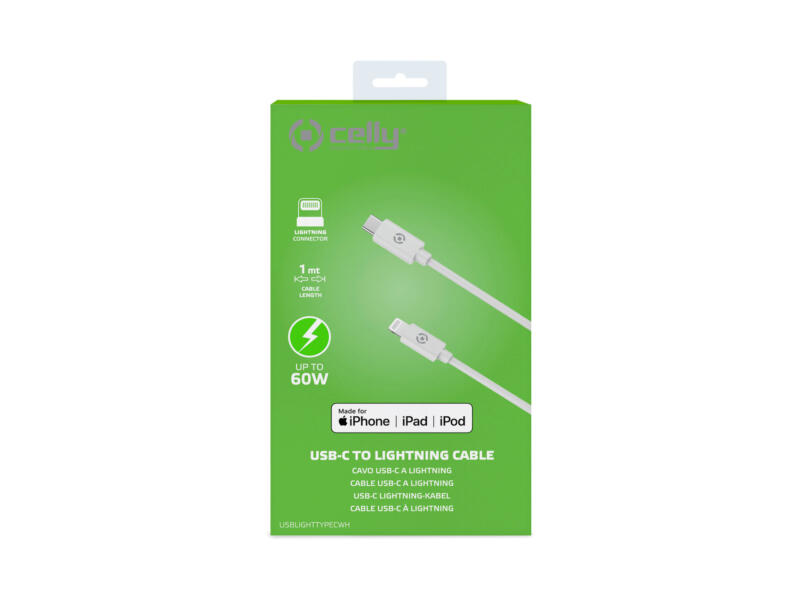 Celly câble de charge USB-C/Lightning 1m blanc