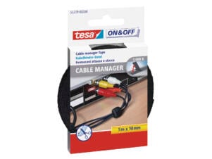 Tesa cable manager auto-agrippant 5m x 10mm noir