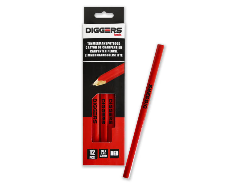 Diggers crayon de maçon 24cm rouge 12 pièces