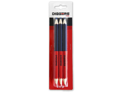 Diggers crayon de marquage 17,6cm bicolore rouge/bleu 3 pièces