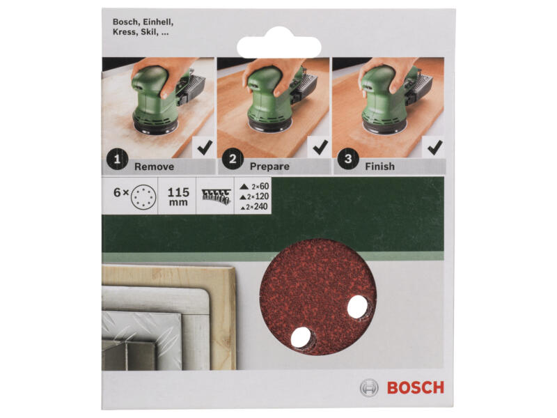 Bosch disque abrasif G60/G120/G240 115mm 6 pièces