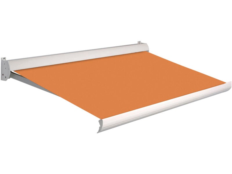 Domasol elektrische zonneluifel F10 450x250 cm oranje met crèmewit frame