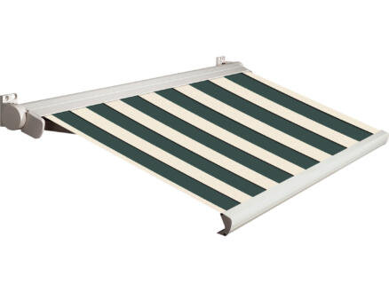 Domasol elektrische zonneluifel F20 300x250 cm + afstandsbediening groen-wit brede strepen met crèmewit frame 1