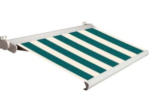 Domasol elektrische zonneluifel F20 300x250 cm + afstandsbediening groen-wit smalle strepen met crèmewit frame