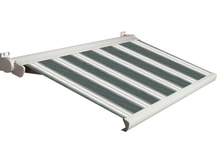 Domasol elektrische zonneluifel F20 300x250 cm + afstandsbediening groen-wit strepen met crèmewit frame