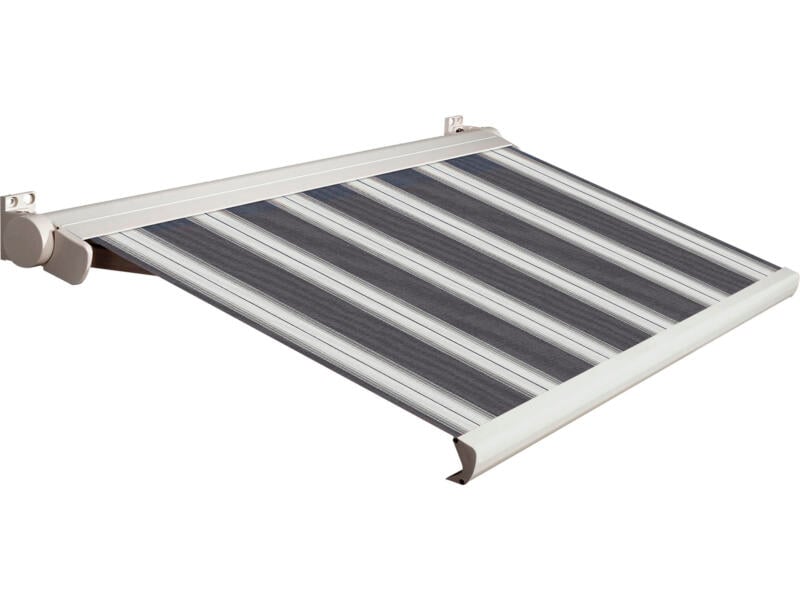 Domasol elektrische zonneluifel F20 300x250 cm + afstandsbediening zwart-wit strepen met crèmewit frame