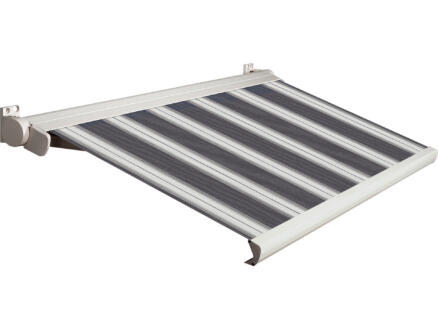 Domasol elektrische zonneluifel F20 300x250 cm zwart-wit strepen met crèmewit frame 1