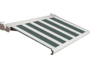 Domasol elektrische zonneluifel F20 350x300 cm + afstandsbediening groen-wit strepen met crèmewit frame