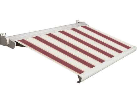 Domasol elektrische zonneluifel F20 400x300 cm rood-wit strepen met crèmewit frame