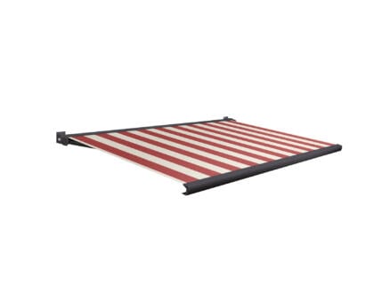 Domasol elektrische zonneluifel F20 550x250 cm rood-wit smalle strepen met antracietgrijs frame 1