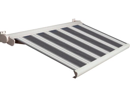 Domasol elektrische zonneluifel F20 550x250 cm zwart-wit strepen met crèmewit frame